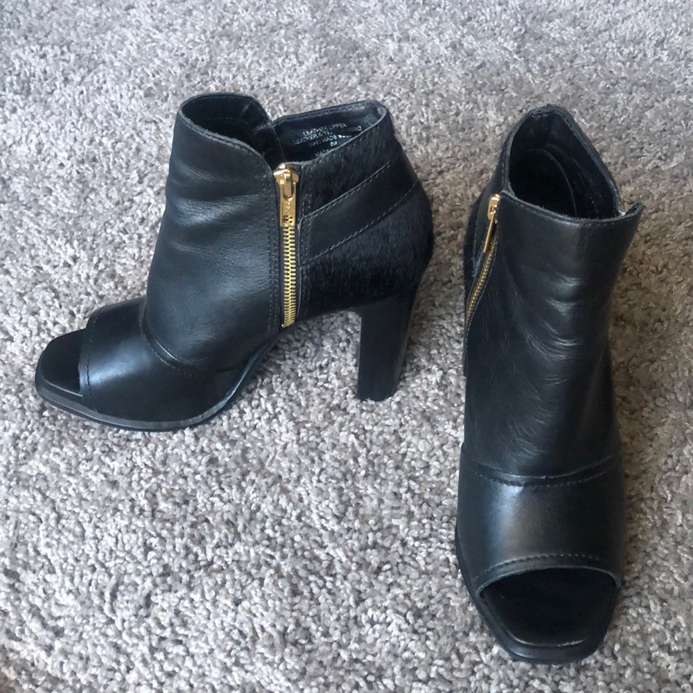 M4D3- Genuine Calf Hair Drive Peep Toe Bootie